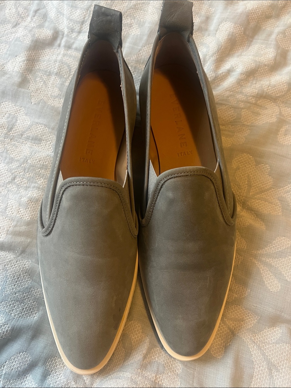 Everlane Women’s Grey Suede Slip-On Loafers